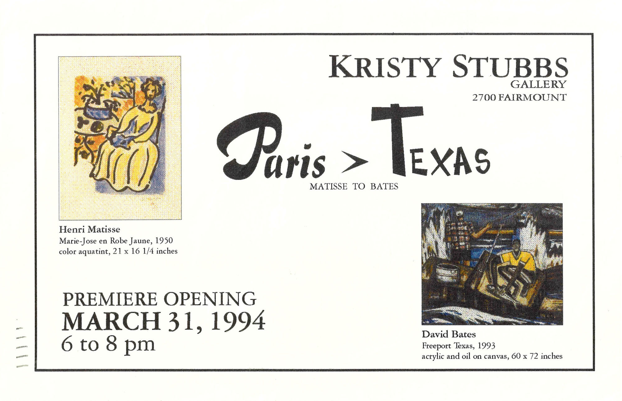 Paris>Texas: Matisse to Bates