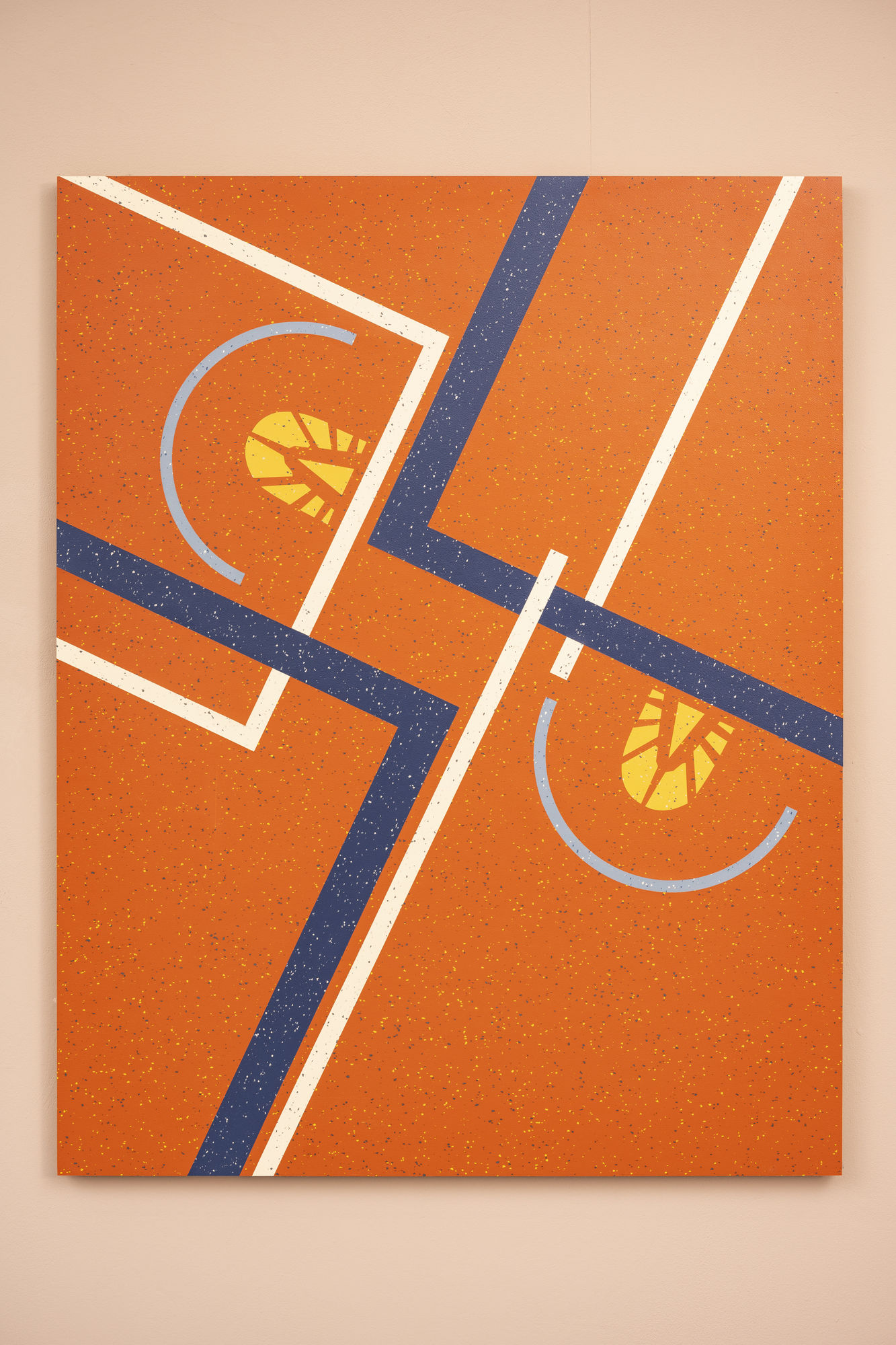 Ross Downes Game, 2016 Rubber flooring, hand cut inlay collage 102 x 80 cm
