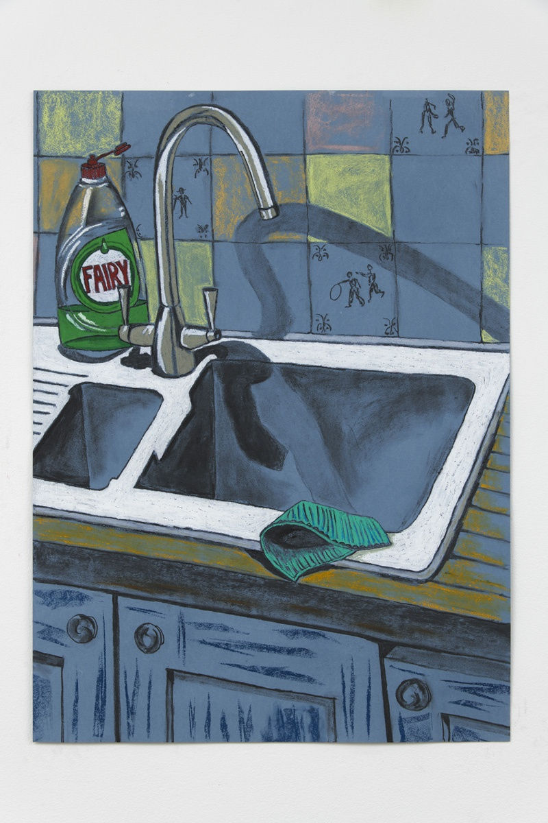 Christabel MacGreevy Sink at Mum's In The House I Grew Up In, 2018 Charcoal, Chalk and Oil Pastel 75 x 55 cm (CM 014)