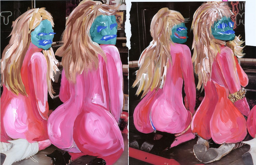 assume vivid astro focus Ebony Gouache Passion, Siphilly Champagne Lilly & Fantasy Jill Electric, Anabel La Belle, 2018 Tempera on magazine paper