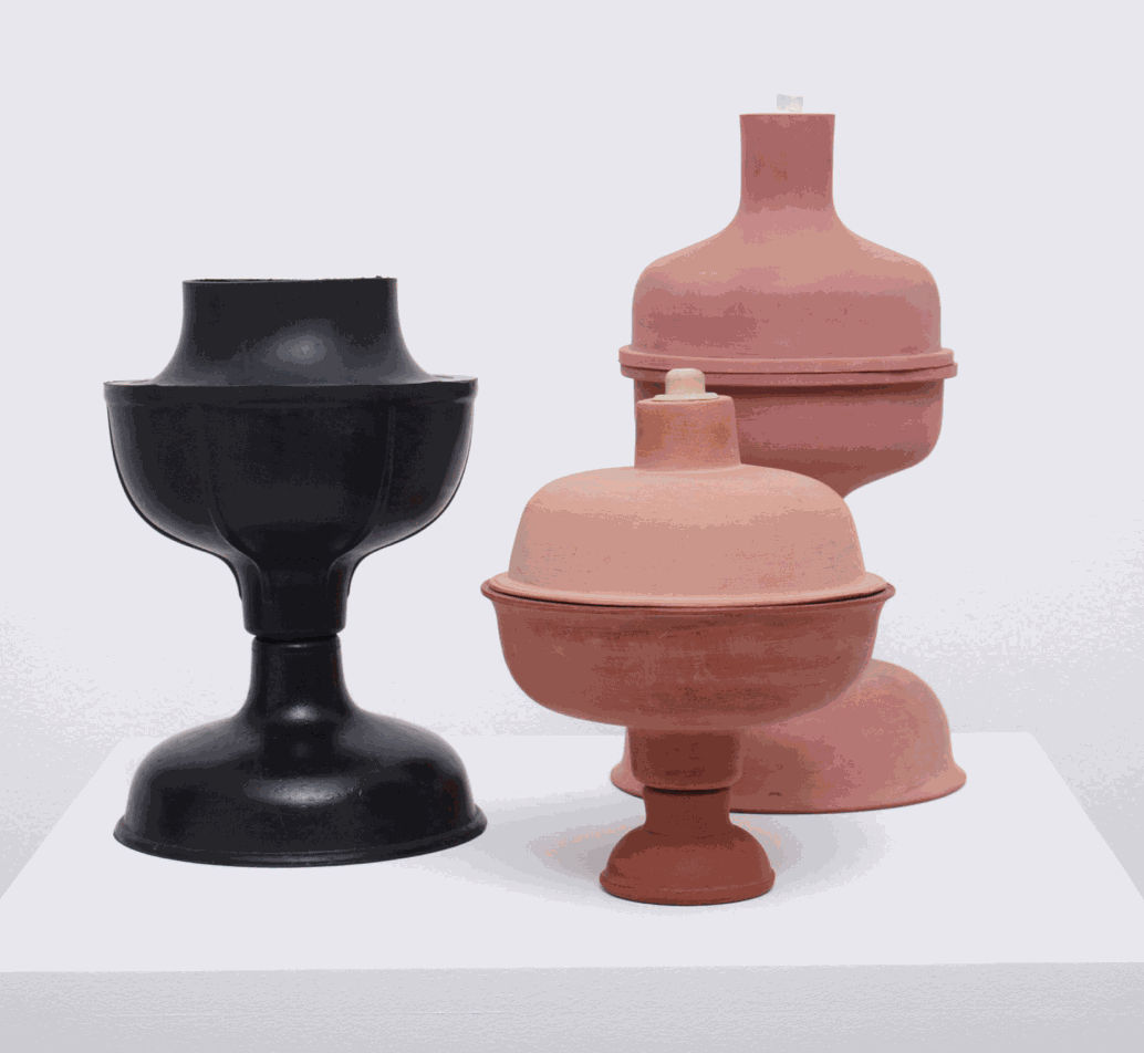 Alexandre da Cunha Terracotta Ebony 2, 2003 Toilet plungers, cork
