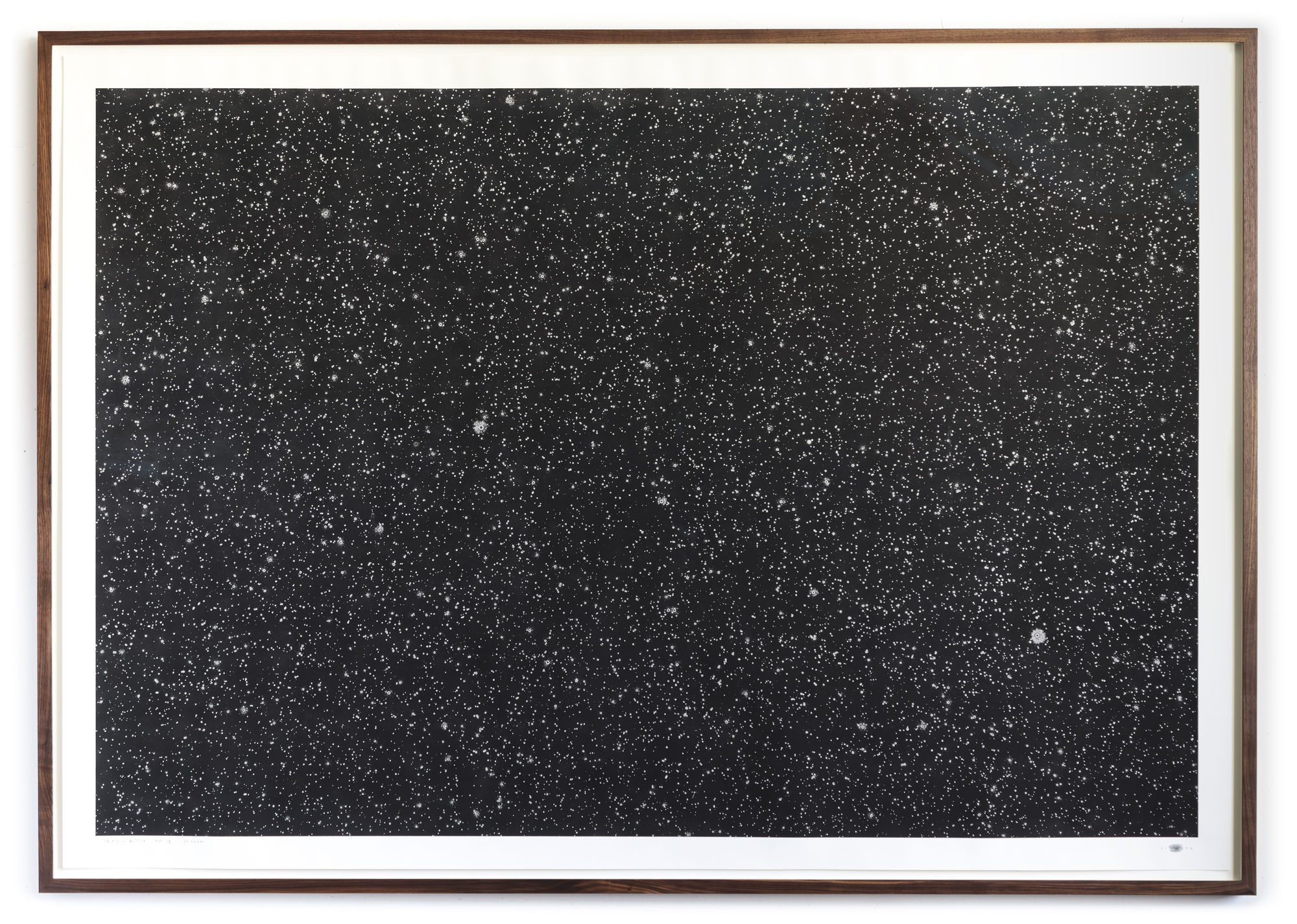 Maximilian Prüfer Rainpicture Sahara 15-03-22, 2022 Naturantypie on Paper Framing Details: Hadern Papier Rt; American walnut; Artglas, 3mm UV 92% , Archive-cardboard 5mm, Back-Frame 16mm Multiplex 140 x 200 cm 55 1/8 x 78 3/4 in (2022_04_001)