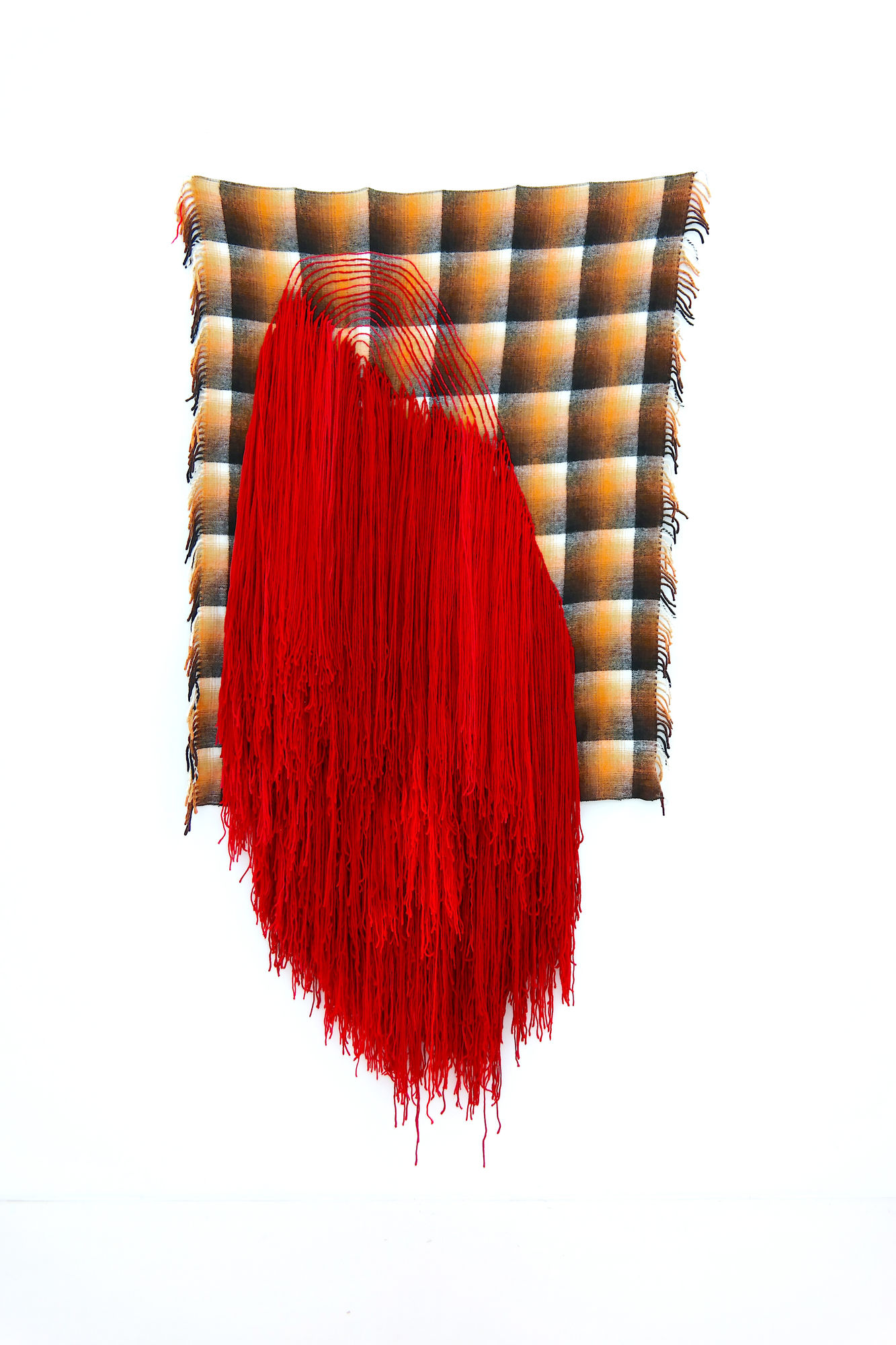 Senzeni Marasela Failing 14, 2017–2025 Hand-stitched wool on mixed fabric blanket 210 × 105 cm (82 5/8 × 41 3/8 in)