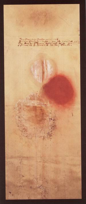 Monkey's fresco #4, 2000/2001, pigmenti, olio di papavero su tela gommata, cm 185 x 74