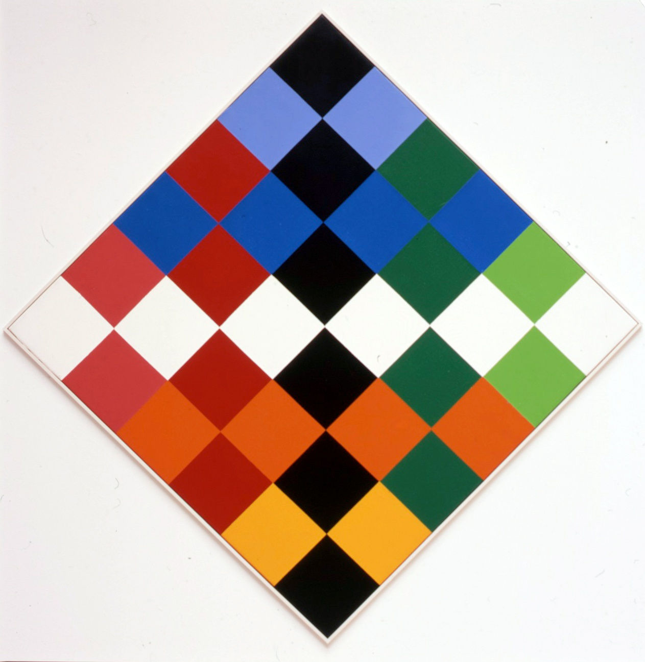 Max Bill, Farben um schwarz und weiss, 1977, olio su tela, cm 80x80