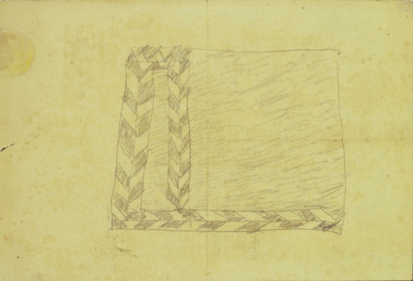 Composizione astratta, 1934 ca, grafite su carta ciclostile fascista, cm 22,1X32,5