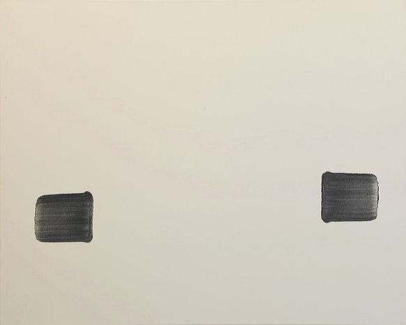 Lee Ufan, Correspondance, 1995, olio e pigmenti minerali su tela, cm 130x162