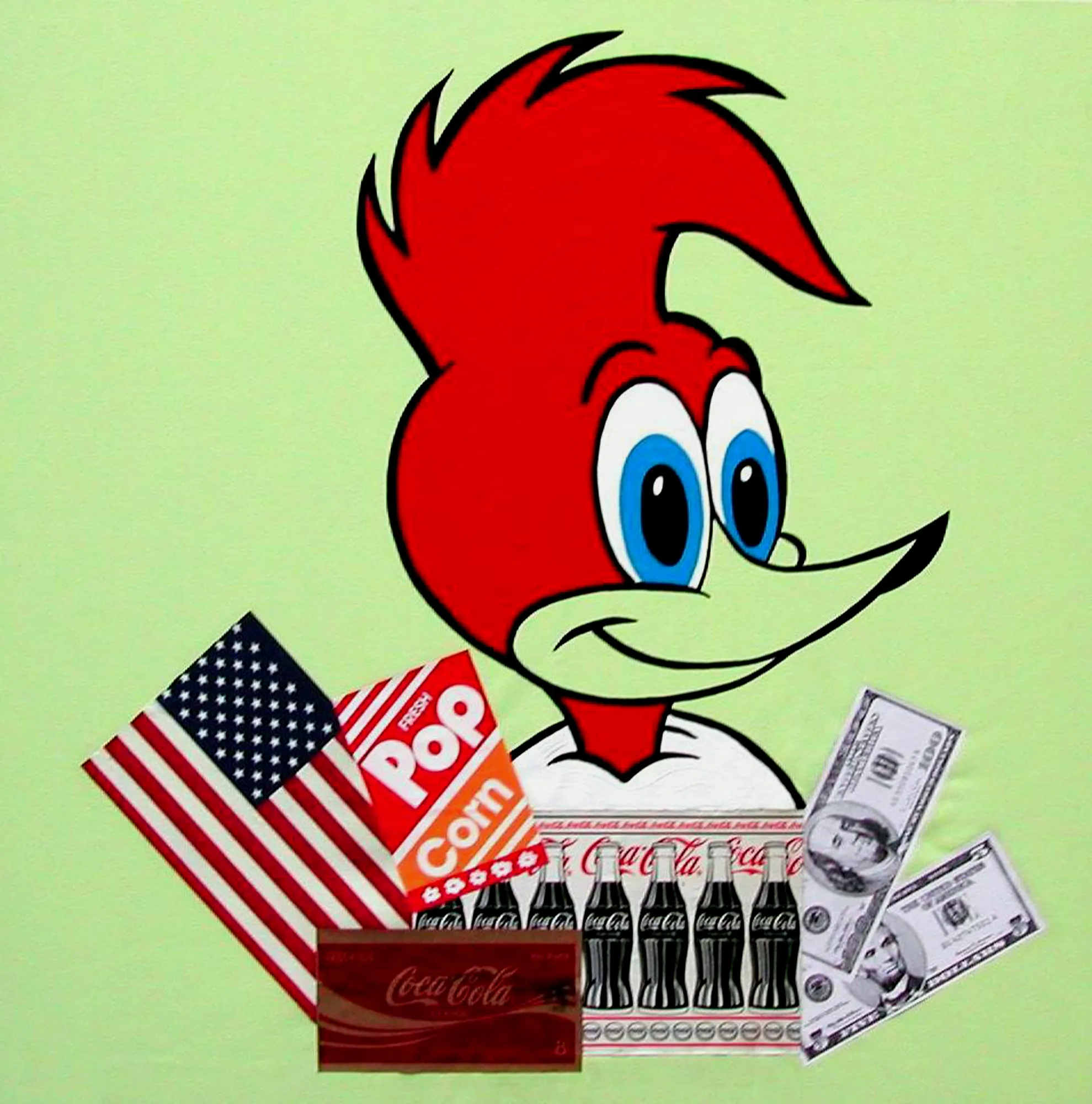 American Still Life, 2004, acrilico e collage su tela, cm 91,5X91,5