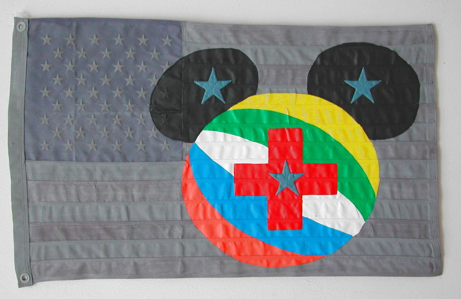 American Red Mouseball, 2005, acrilici su bandiera, cm 61X96,5