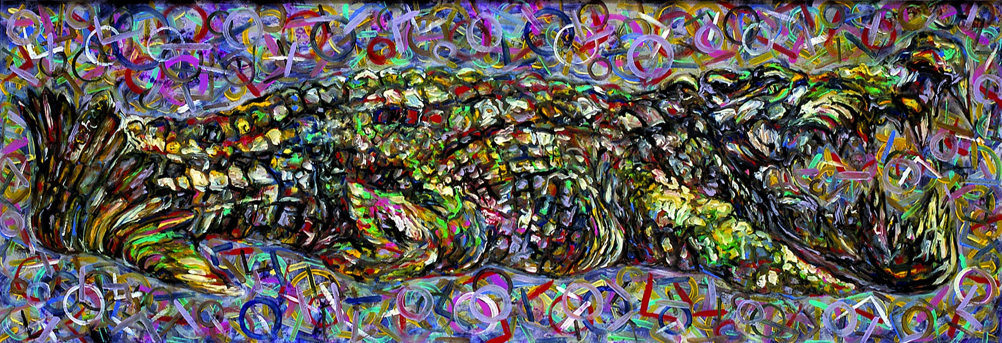 Il Mio Vagare, 2007, olio su alluminio, cm 57x163,5