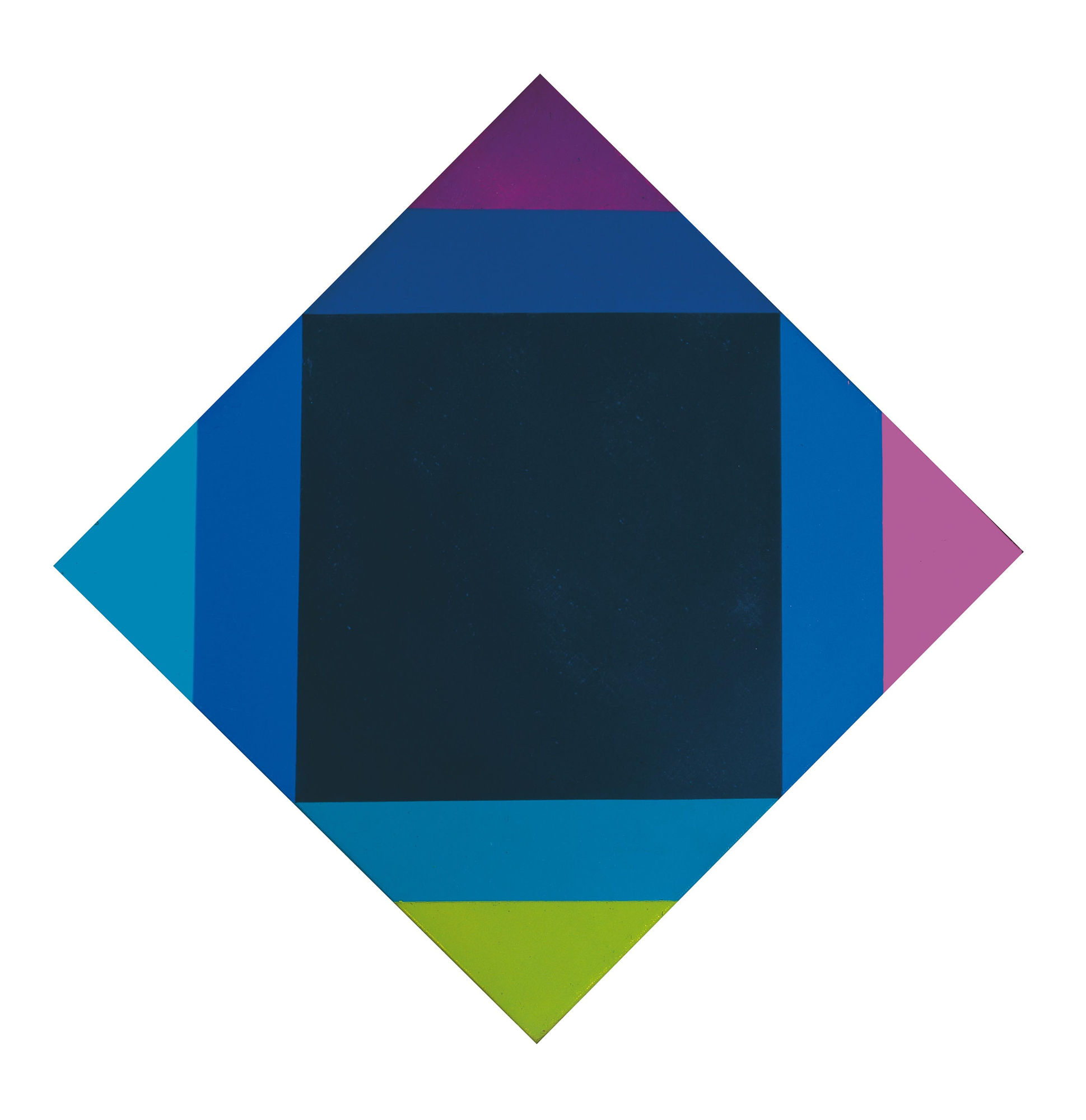 transcolorazione dall'azzurro, 1972, olio su tela, cm 40x40