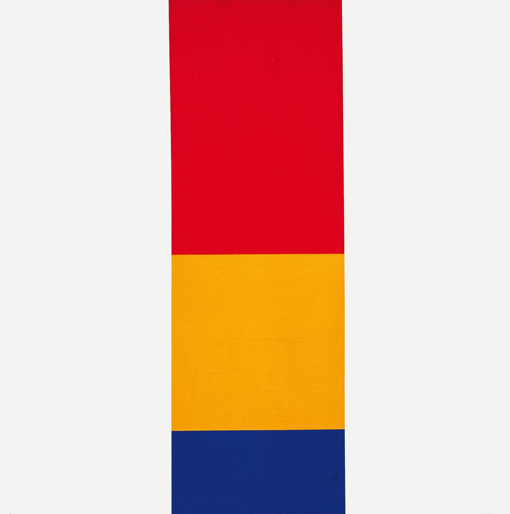 aus gelb zu rot und blau, 1959-67, olio su tela, cm 62x62