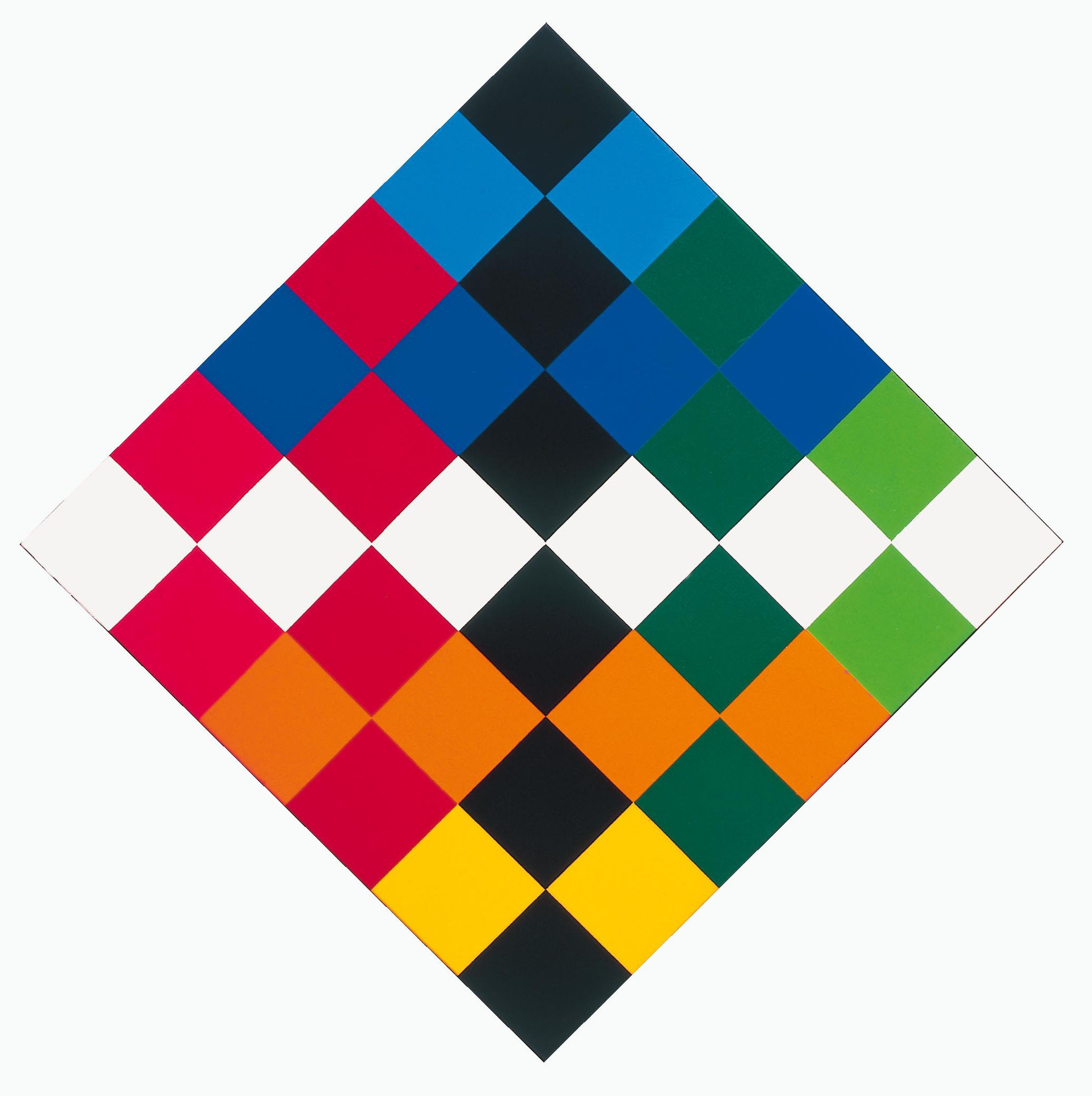 farben um schwarz und weiss, 1977, olio su tela, cm 80x80