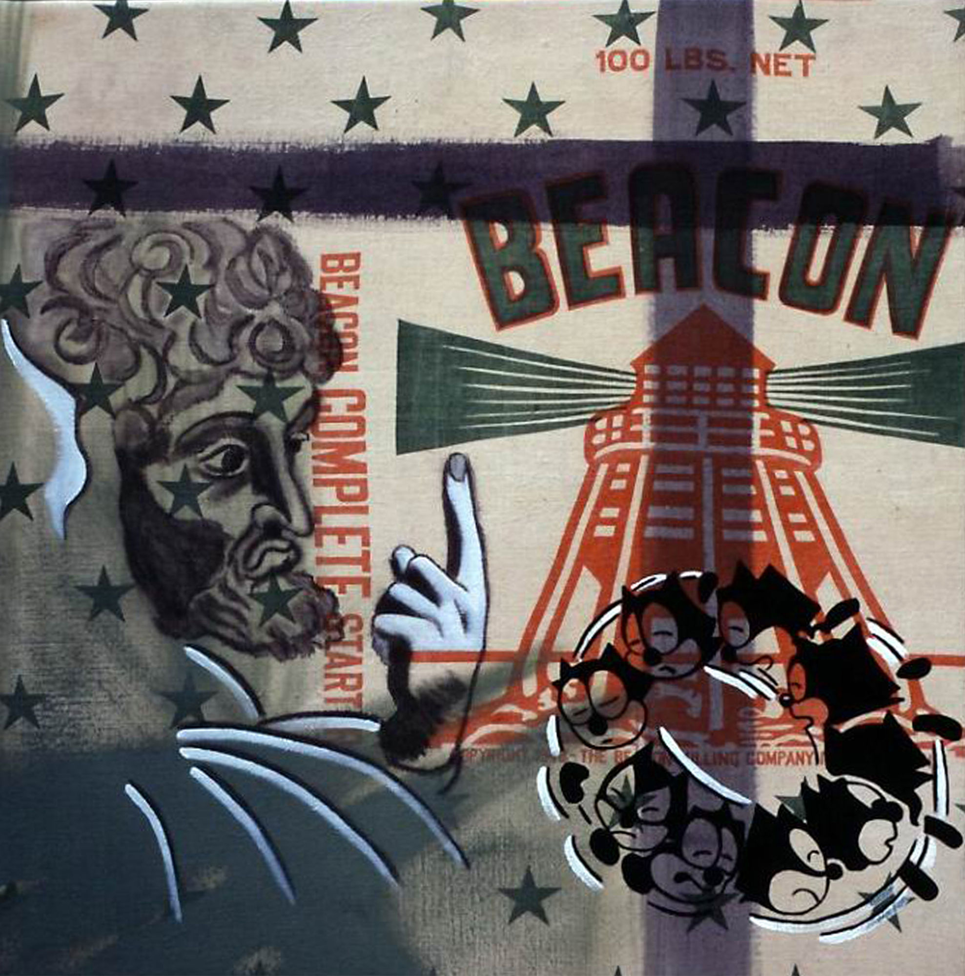 Apostle #7, 2000, acrilico su sacco per mangimi, cm 76x76