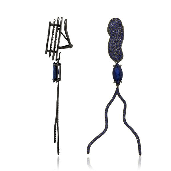 Calm link/Victoria earrings with sapphire drops, 2010