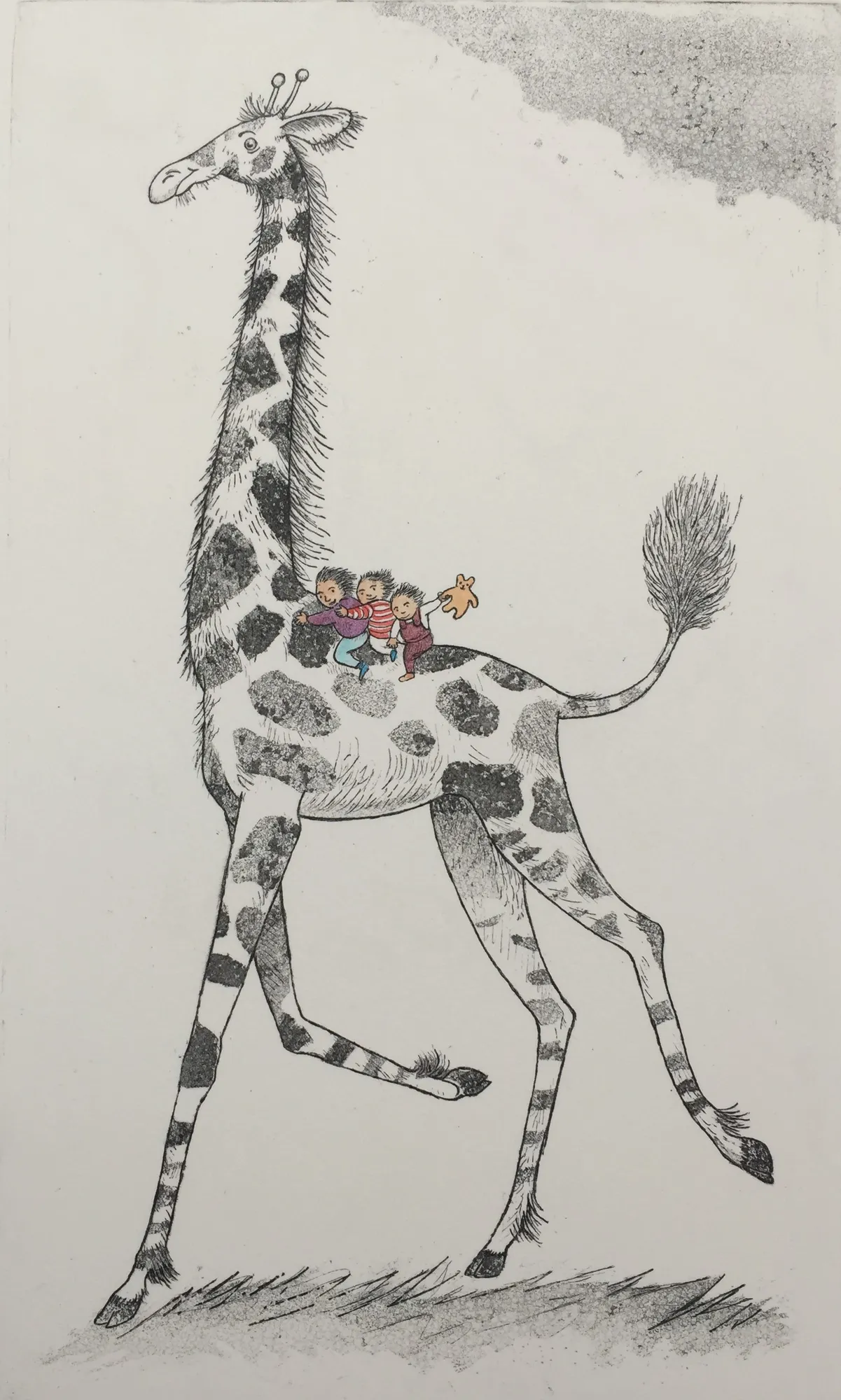 Girl on a giraffe print