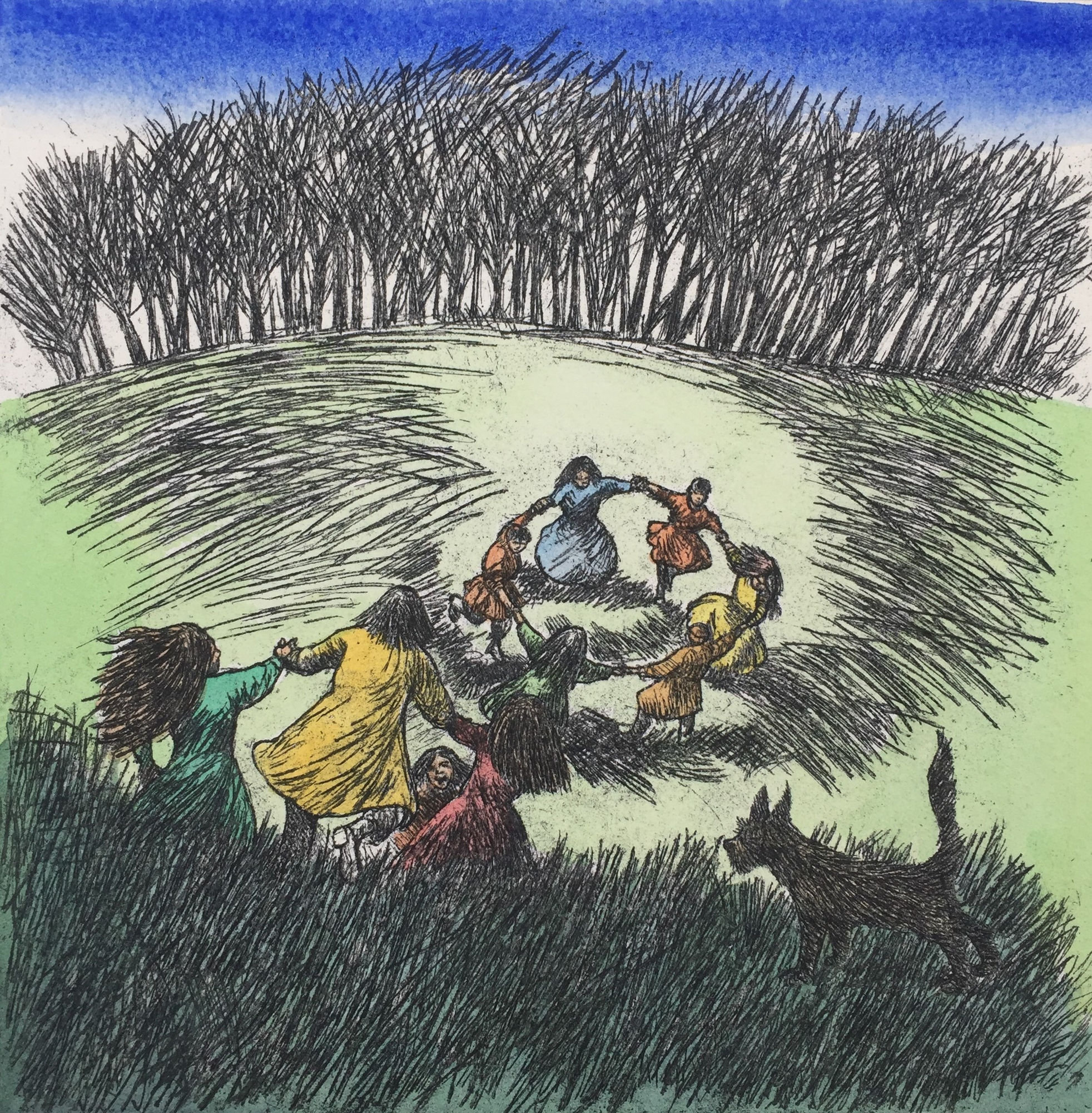 Childrens bedroom print etching