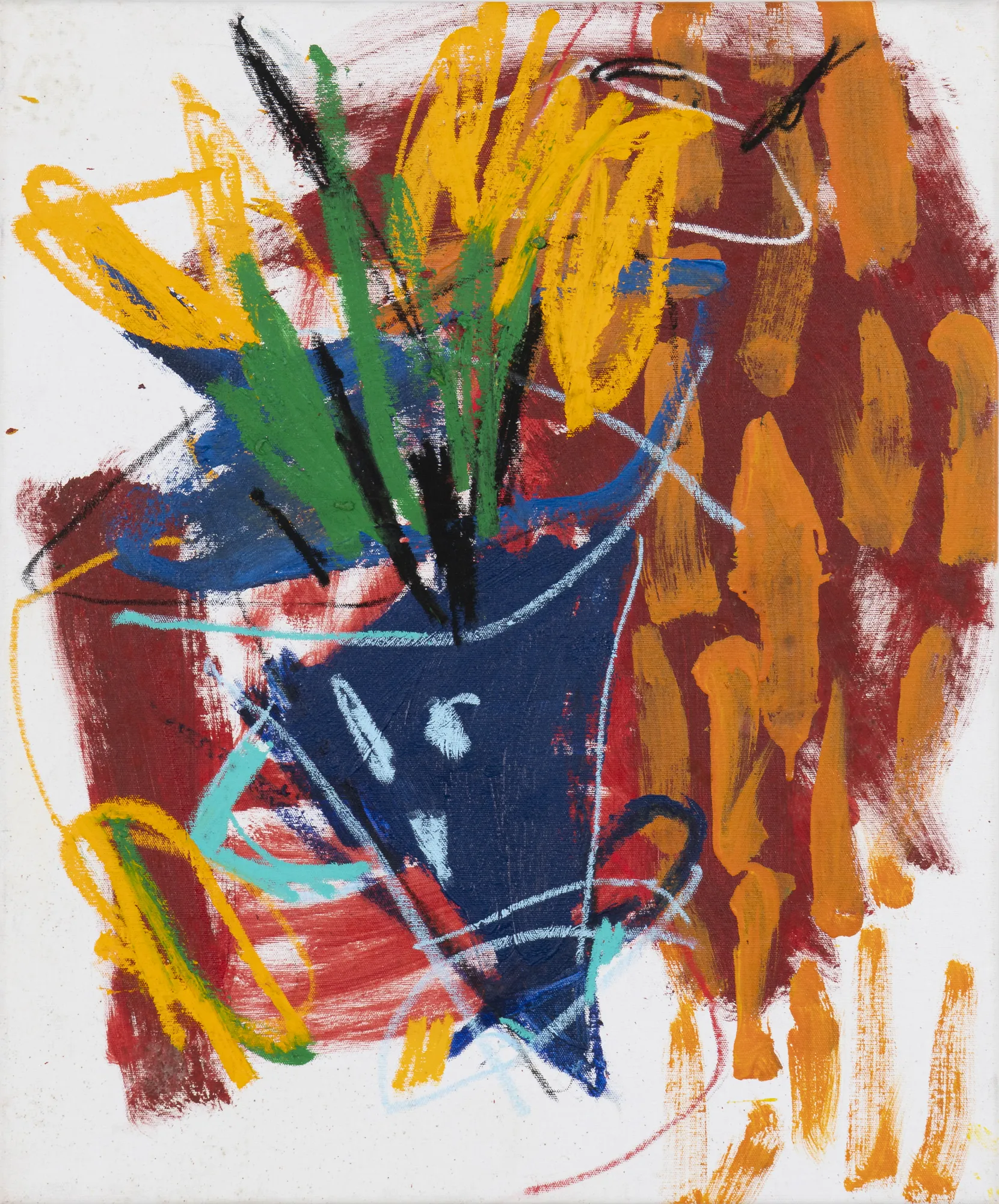 STUDY FOR A JUG WITH FLOWERS, 2026 Oil, acrylic, oil bar and oil pastel on canvas 60 x 50 cm / 23.62 x 19.68 inches