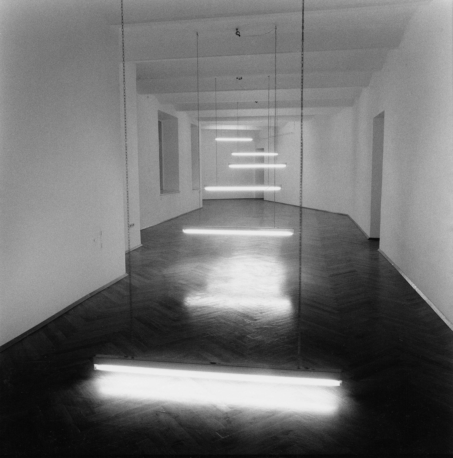 Installation view white Light Steps, Galerie Zumtobel, Vienna (1990) | Photo: Matthias Hermann