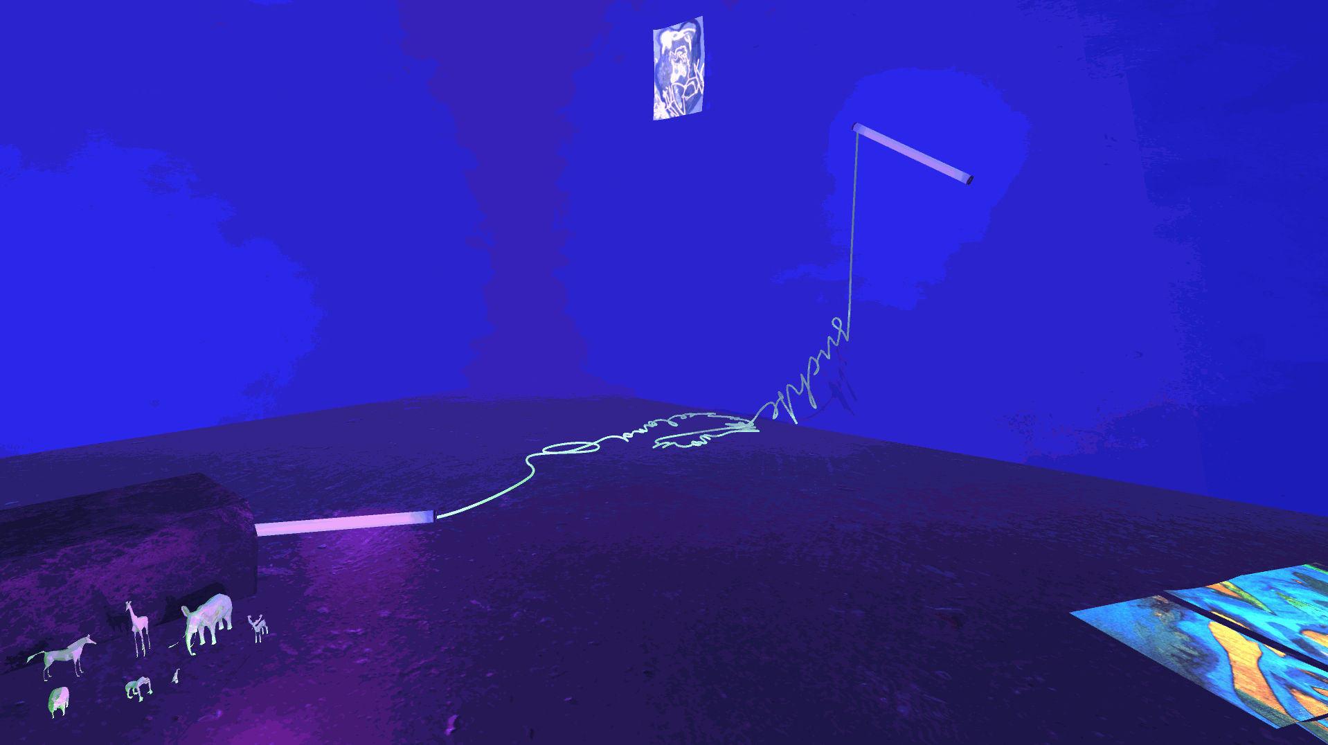 Virtual Reality ... sollte die Reise weitergehen, suchte man Neuseeland, in diesem fremden Gelände ..., (1980/2020) (Screenshot)