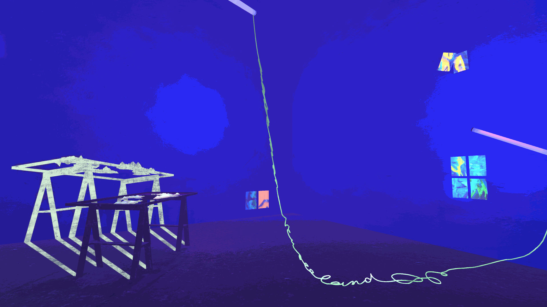 Virtual Reality ... sollte die Reise weitergehen, suchte man Neuseeland, in diesem fremden Gelände ..., (1980/2020) (Screenshot)