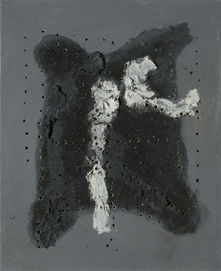 Fontana, Concetto spaziale, 1957, Mixed media on canvas, 73 x 60 cm.