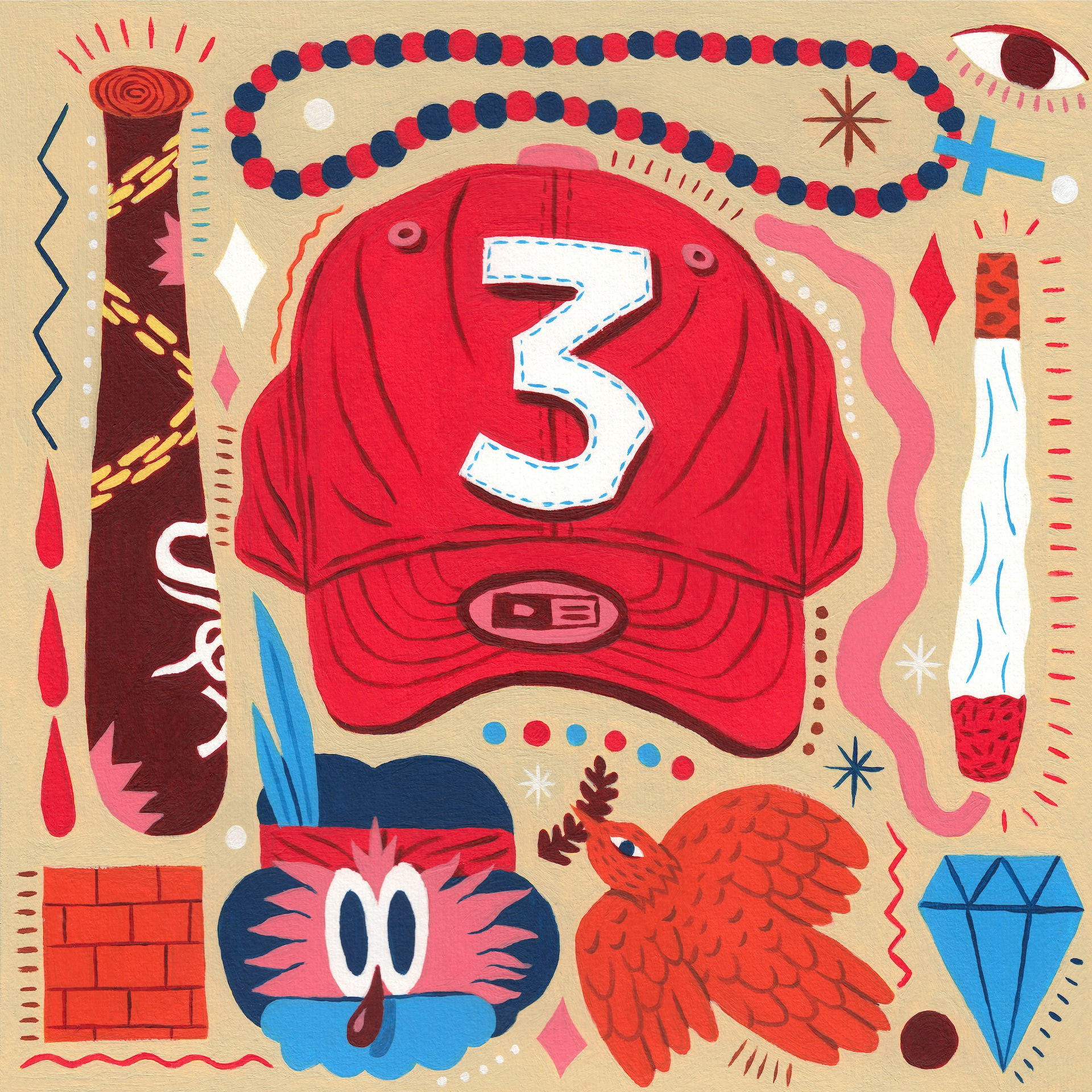 Chance the Rapper, 2018, acrylic on paper, 30 x 30 cm, SOLD