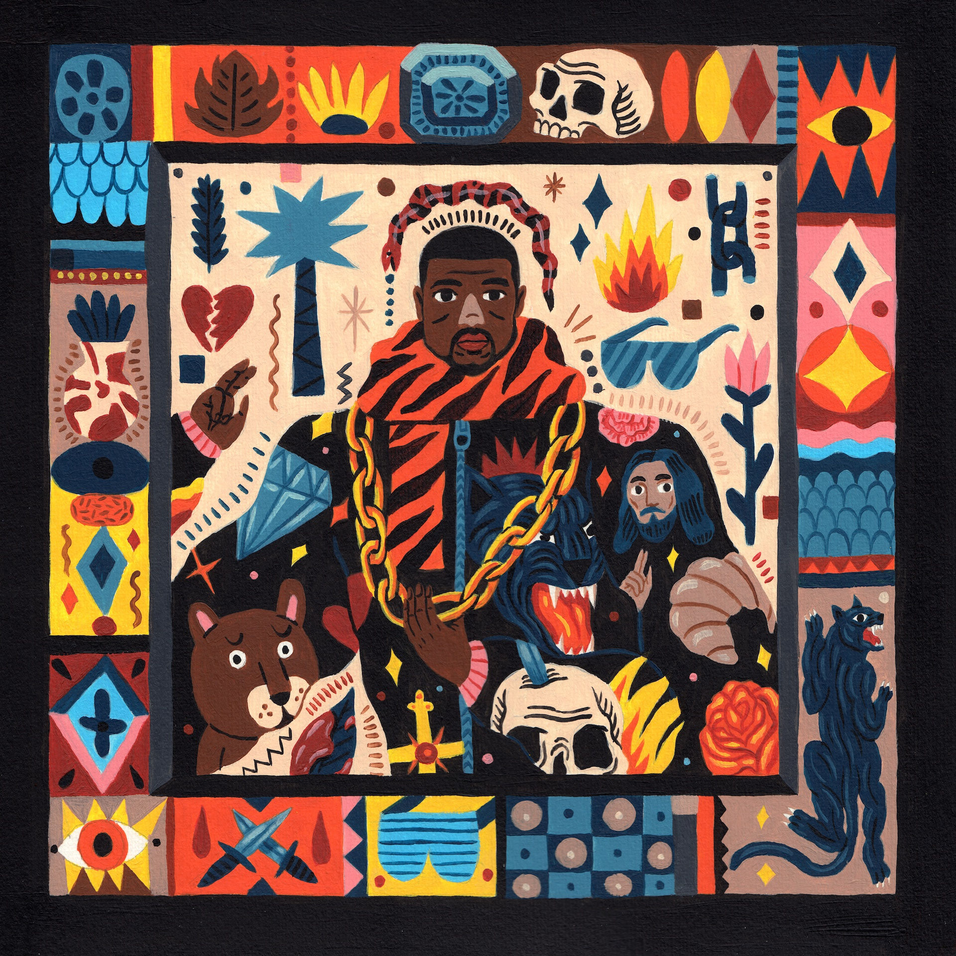 Kanye, 2017, acrylic on paper, 30 x 30 cm, SOLD