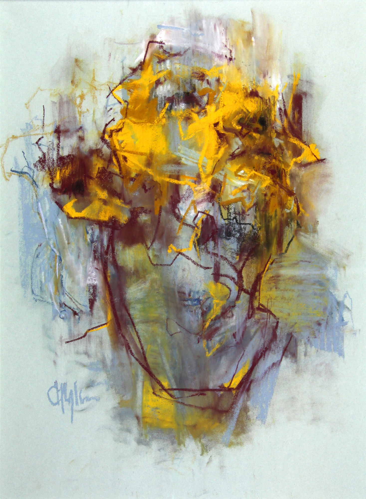 Cian McLoughlin Tronie - Yellow drawing Chalk on paper 27 x 20 inches
