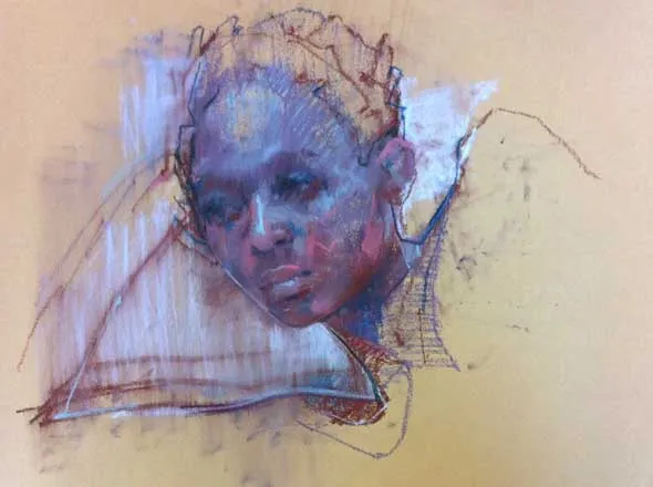 Cian McLoughlin Kwena Chalk pastel 20 x 28 inches