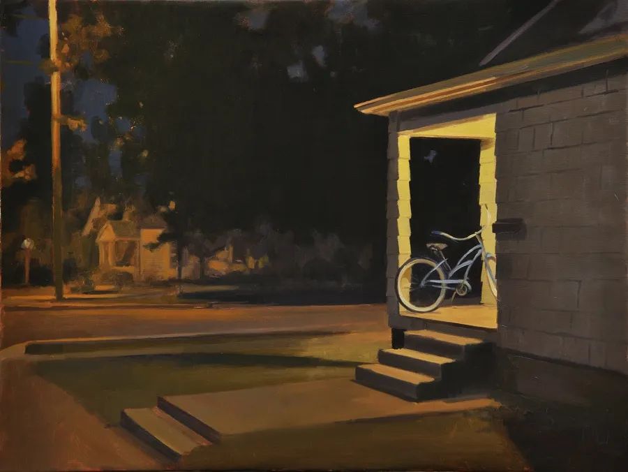 Maeve McCarthy Bike at cornerhouse Oil on canvas 45 x 60 cm