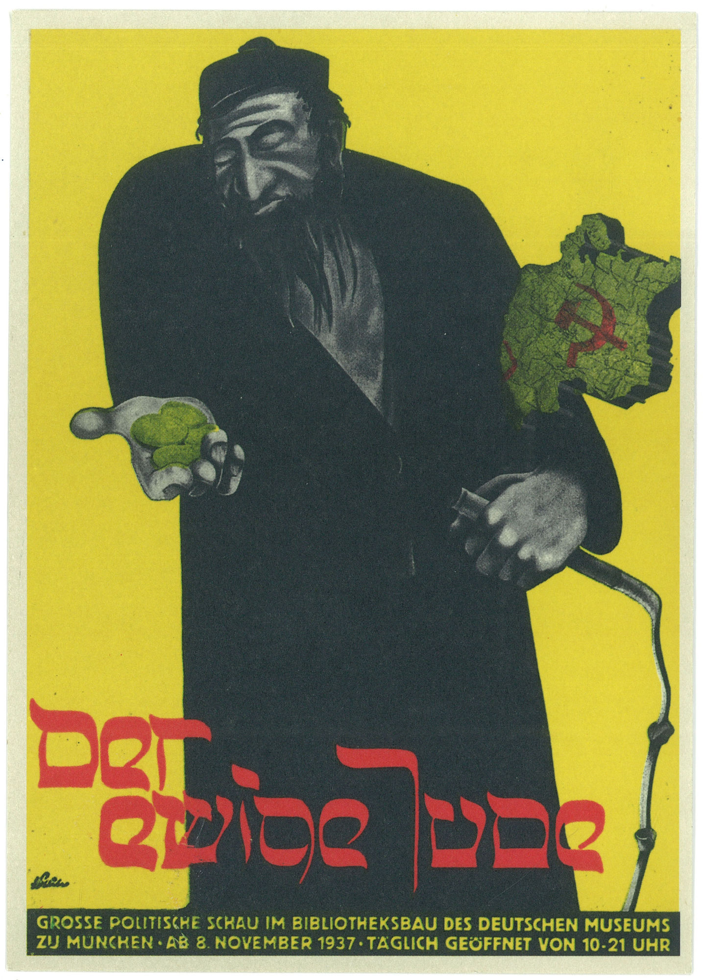 carricature antisemite du juif errant der ewige jude (le juif eternel) allemagne, 1937 impression photomécanique musée d'art et d'histoire du judaïsme, Paris