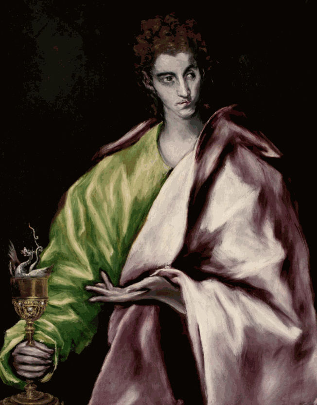 lE GRECO Saint Jean l’évangéliste, vers 1605, huile sur toile, 100 × 78 cm Musée El Greco, Tolède