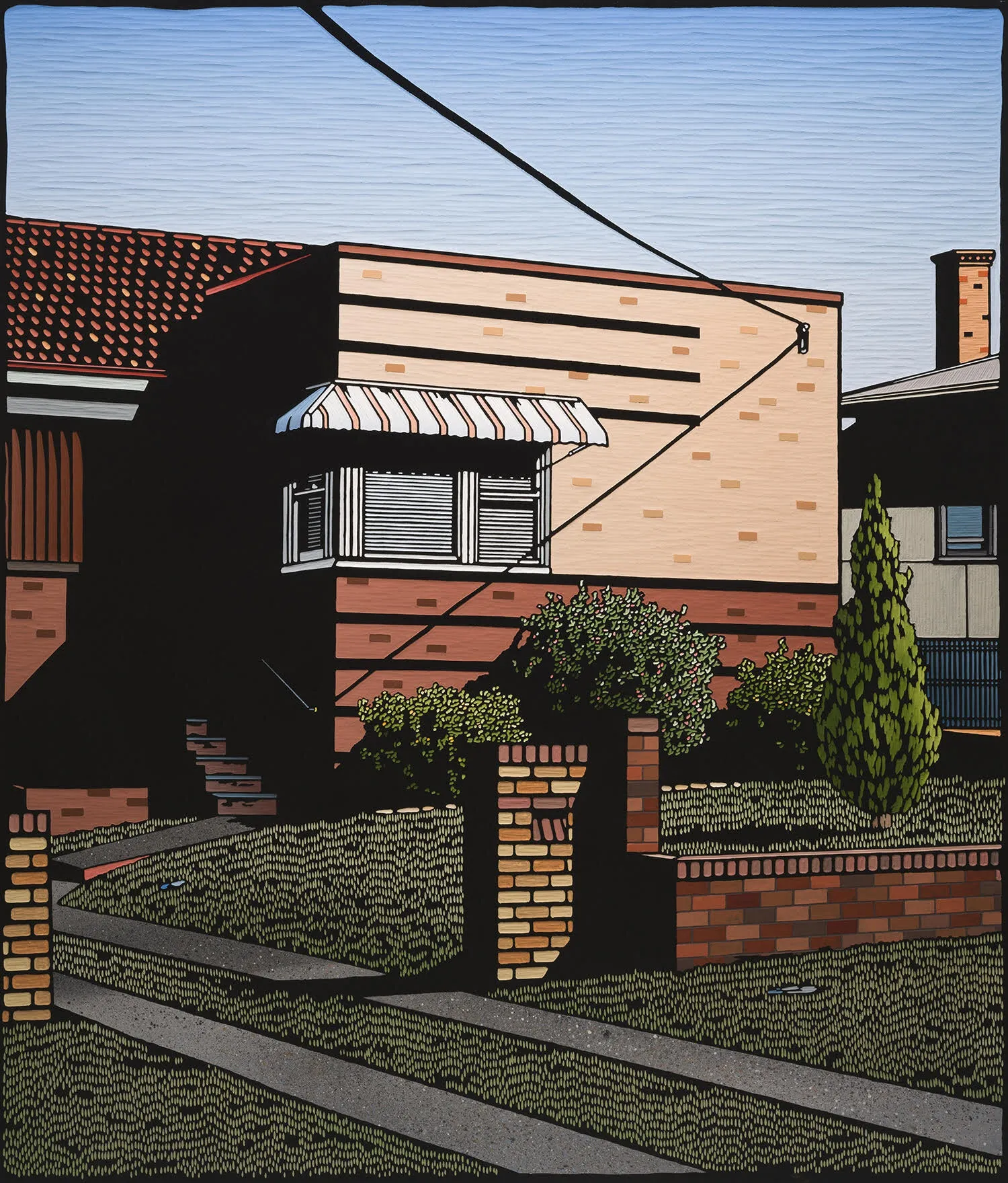 Christopher Zanko Port Kembla Deco, 2020 acrylic on wood relief carving 140 x 120cm