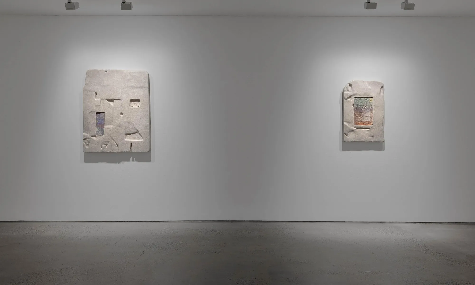 Mason Kimber, Pockets 2025, and Morning Window 2025. Installation view, ‘Mason Kimber: A Caressing Gaze’, UNSW Galleries, 2025. Photograph: Jacquie Manning