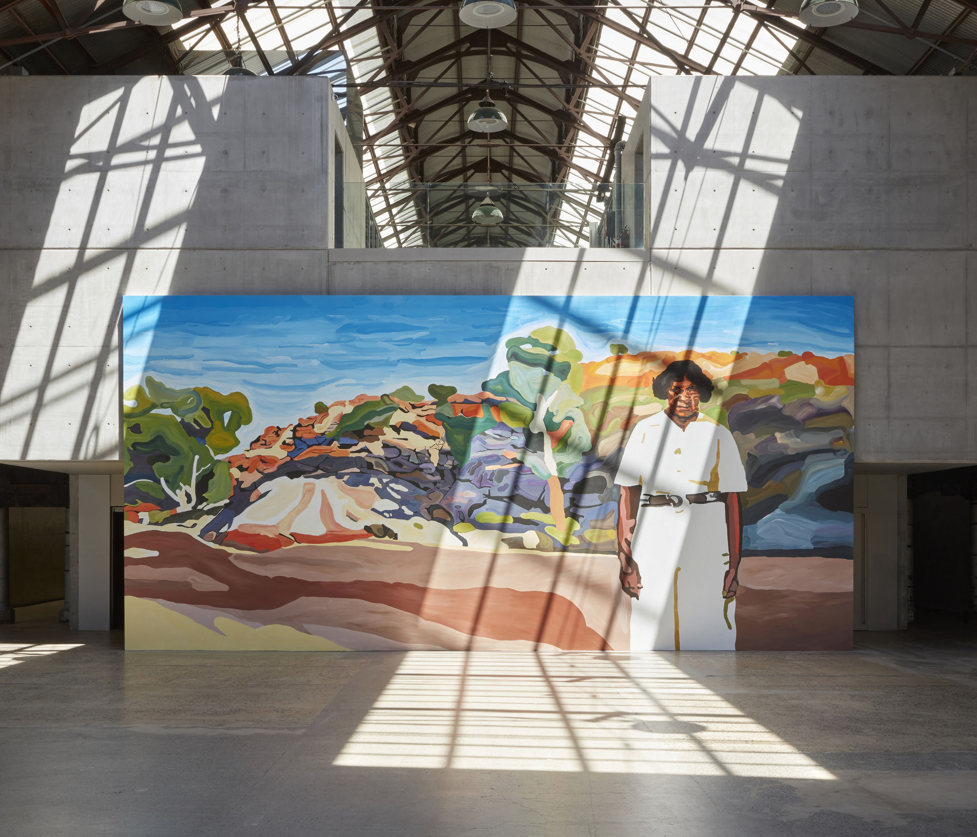 Thea Anamara Perkins Stockwoman, 2022 mural Installed at Carriageworks, Sydney
