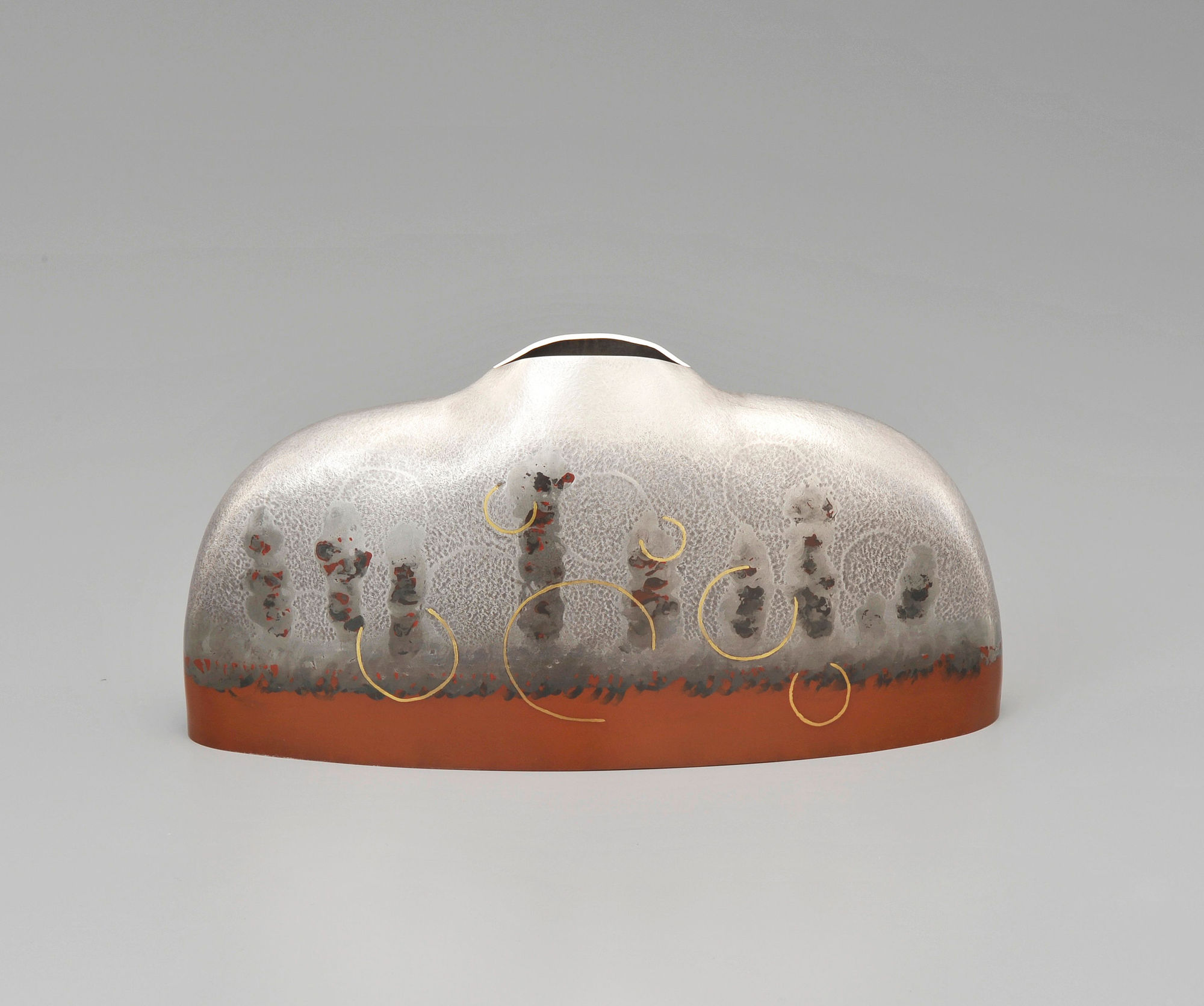 Kakuhanmon Vase "Kagero" (Warm Haze), 2016 Silver, brass, shakudo and copper h. 4 1/2 x w. 9 1/4 x d. 2 3/4 in. (11.4 x 23.5 x 7 cm)