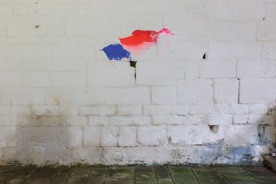 MARI MINATO Chestnut, Oak 2012 Pigment, lime, acrylic on the wall inside of the church