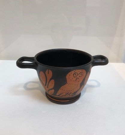 Red Figure Owl Skyphos, Apulian 1st half of 4th c. BC