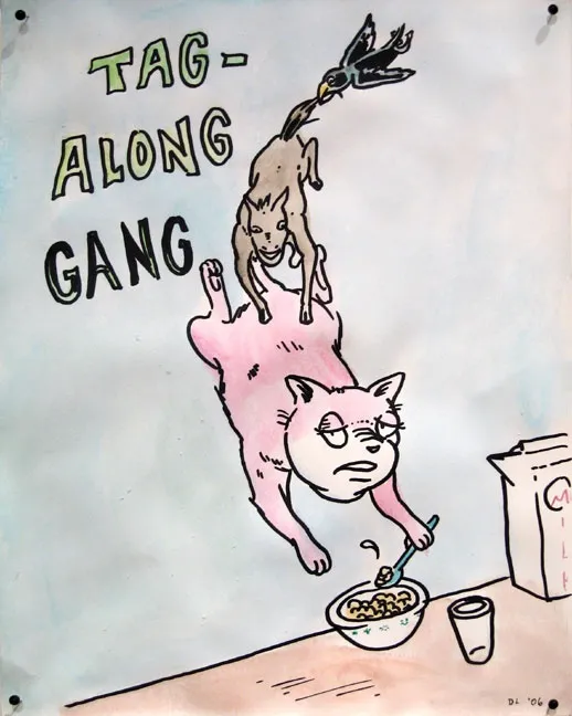 Drue Langlois, Tag Along Gang, 2006, aquarelle sur papier, 28 x 21.5 cm