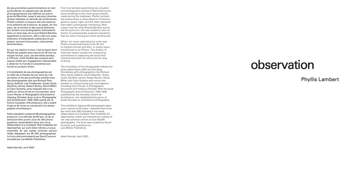 Observation - Phyllis Lambert