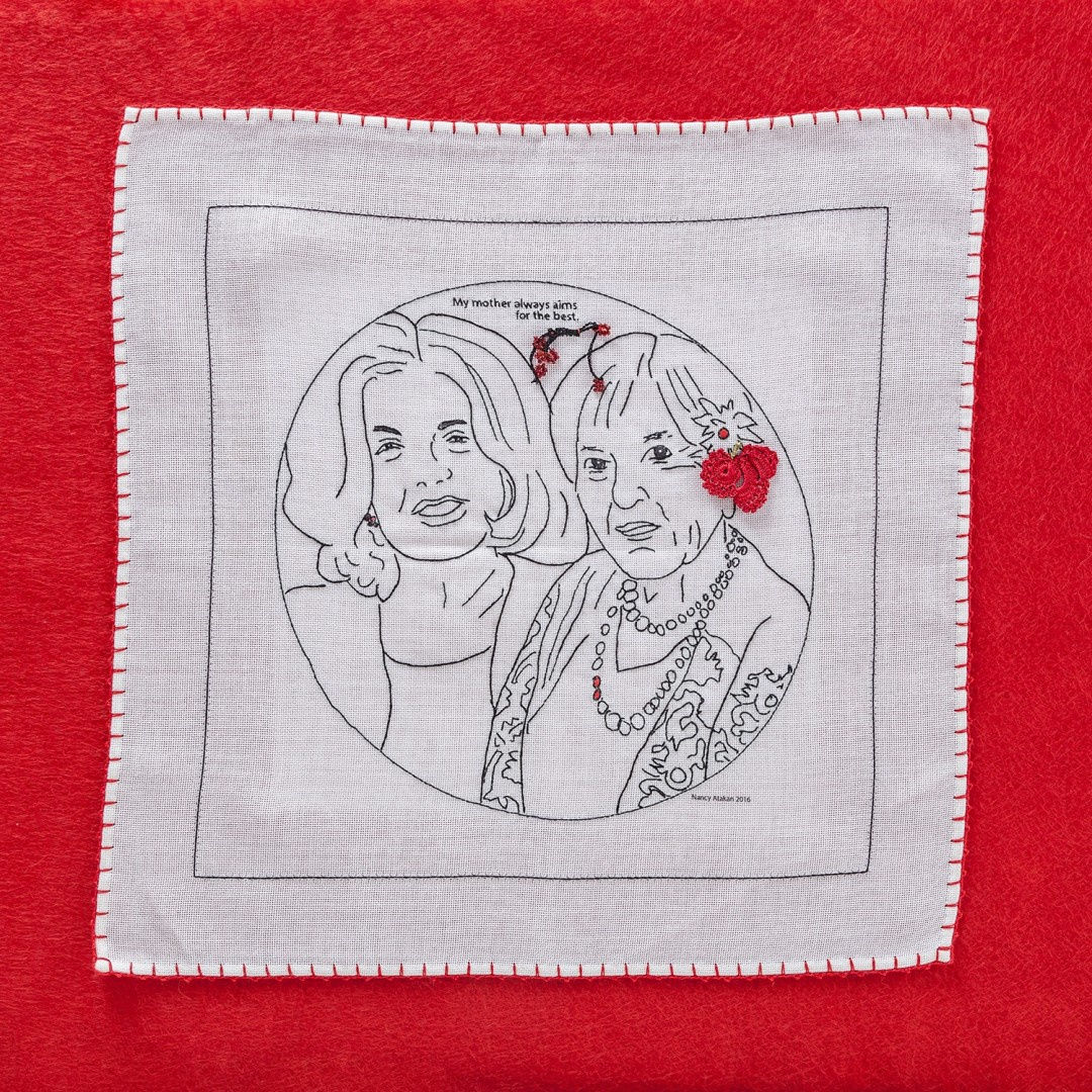 Unselfish, devoted 2016 linen, digital print, needlework 60 x 60 cm