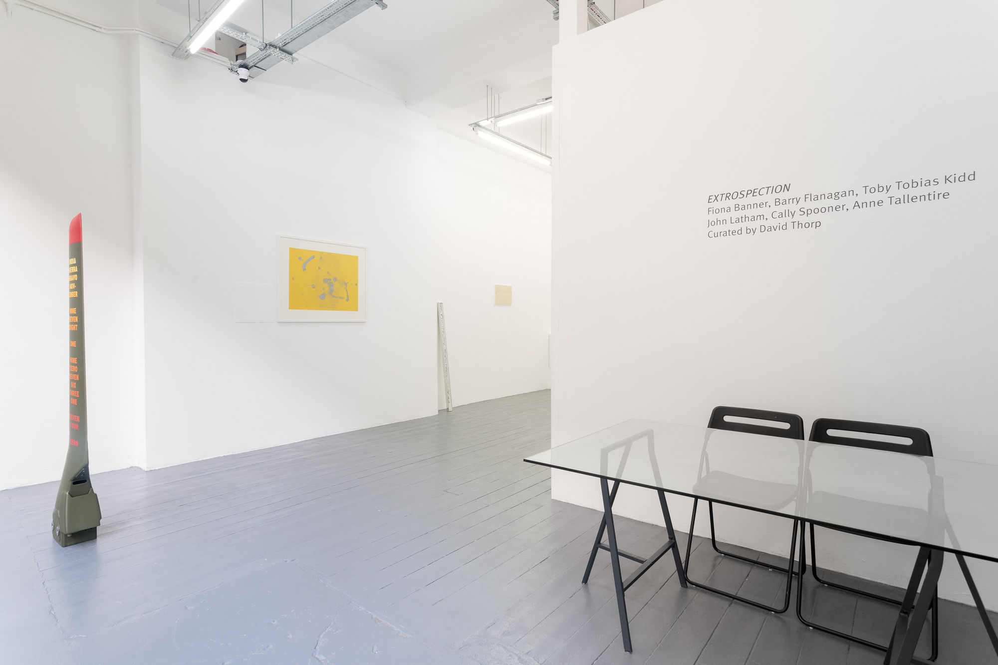 Fiona Banner, Barry Flanagan, Toby Tobias Kidd, John Latham, Cally Spooner, Anne Tallentire