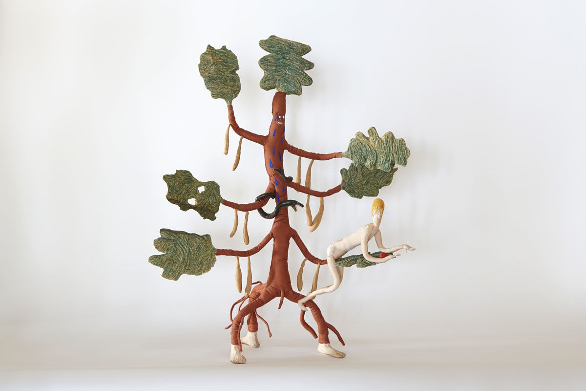 Merav Kamel & Halil Balabin Tree of Knowledge 2021 Wood and textile 67 x 55 x 33 cm