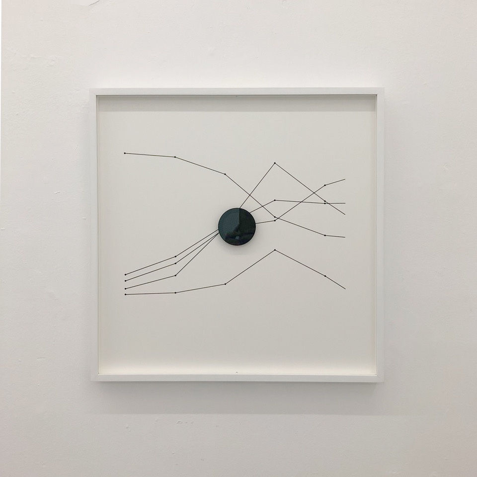 Fabio Lattanzi Antinori 2022 World Seeks Stable Population and Stable Industrial Output per Person 530 x 530 mm Silkscreen print, acrylic on paper, LED, electronics