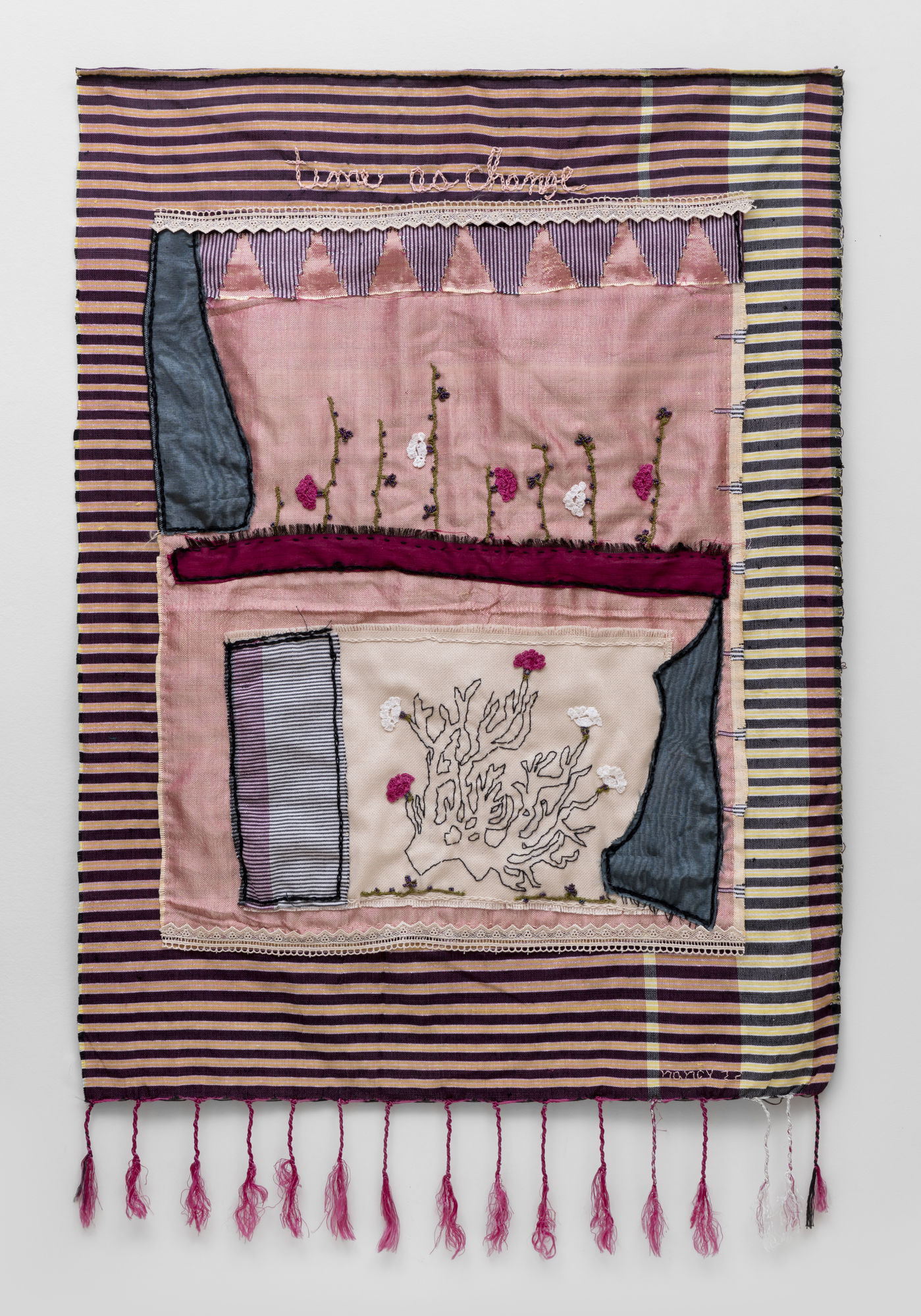 Nancy Atakan Time as Change 2022 Cloth, lace, needlework 85 x 65 cm