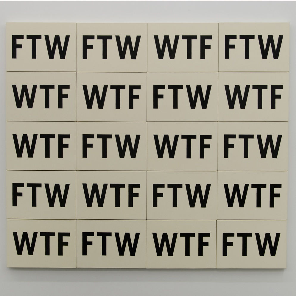 WTFFWT, 2015, acyrlic and clear gesso on coton, 20 pieces, 160 x 185 cm