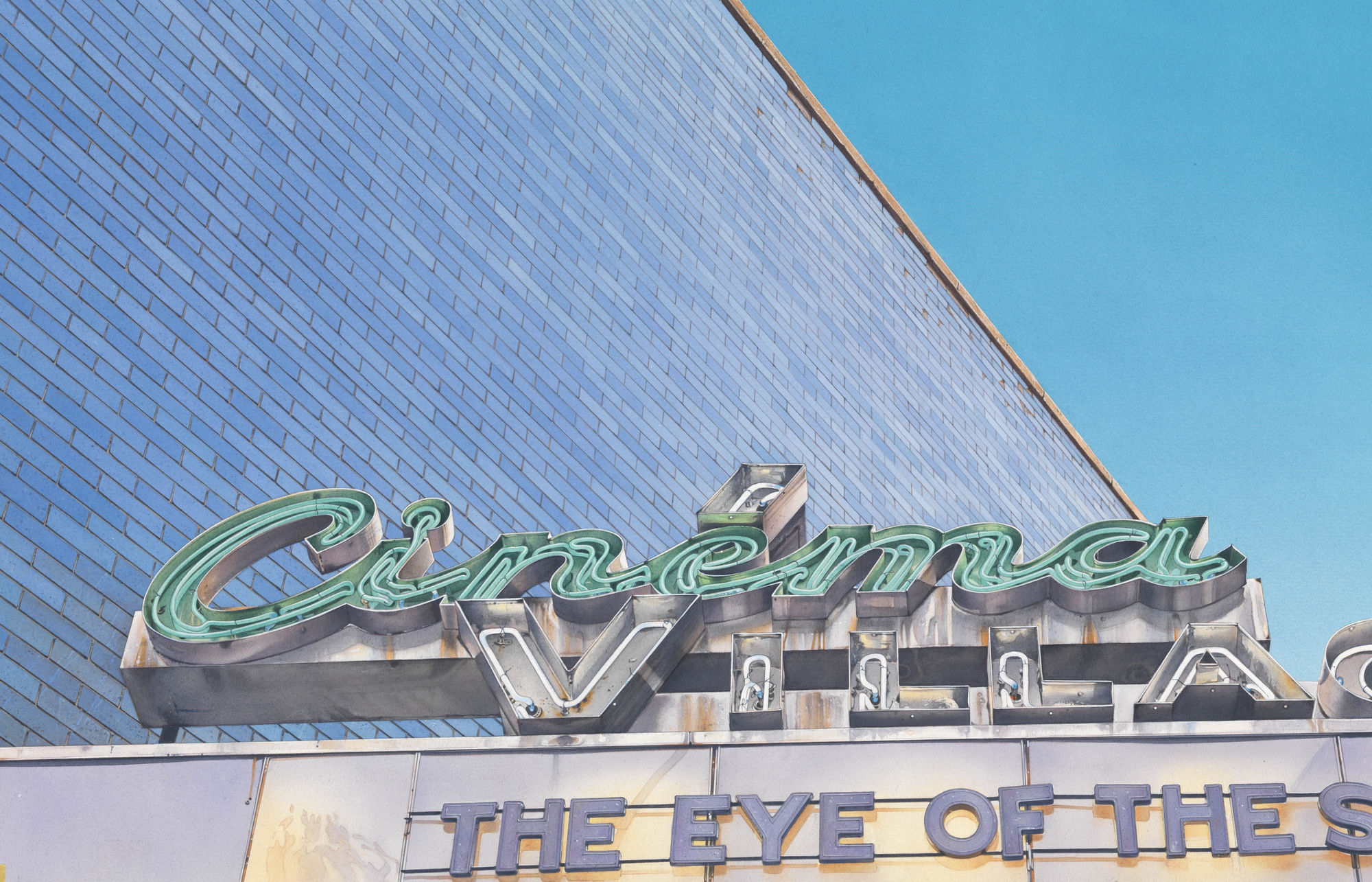 Denis Ryan "Greenwich Village Cinema" Acrylic on paper 40 x 61 cm