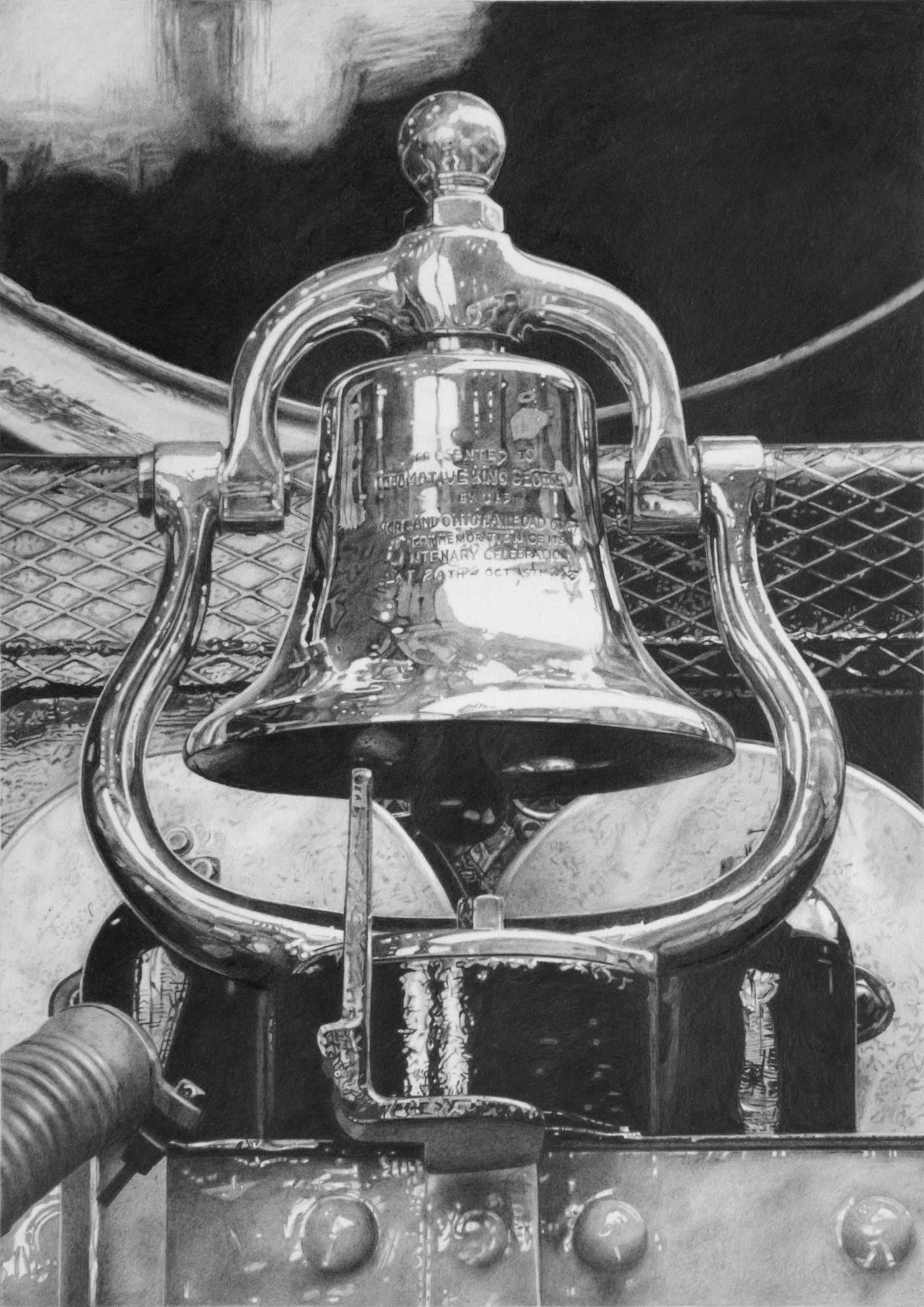 Roger Watt "The King's Bell" Graphite on paper 30 x 21 cm
