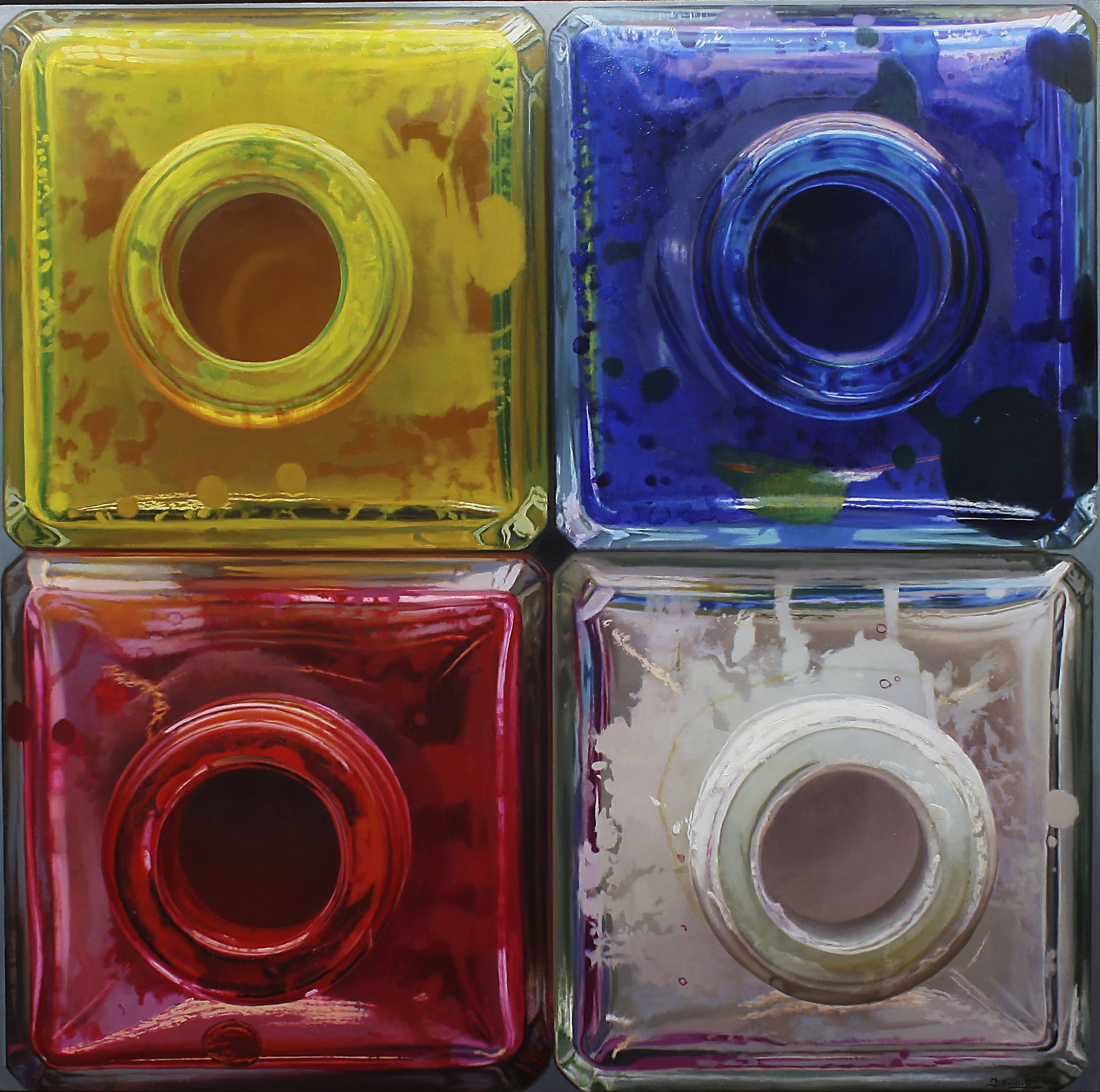 Javier Banegas "Four Colours" Oil on panel 100 x 102 cm